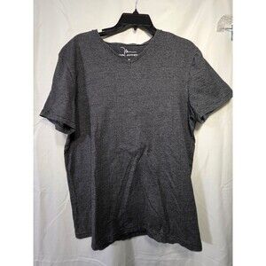 Marc Anthony Men’s V Neck Short Sleeve T Shirt Gray Striped Size L Cotton